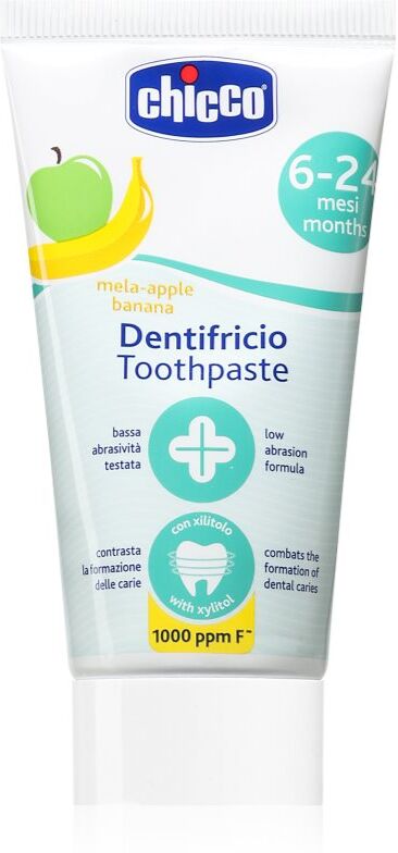 Chicco Toothpaste 6-24m dentifrice pour enfants au fluorure Apple-Banana 50 ml