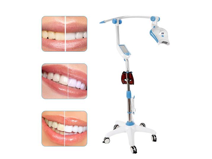 Appareil de blanchiment LED sur pied, 3 modes d'éclairage (bleu, rouge, violet), minuterie 1-30 min, 40VA, bras réglable en hauteur