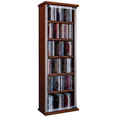Media-Regal VCM "Holz CD DVD Stand Regal Schrank Classic Glastür", braun (kern, nussbaum), B:31cm T:18cm, Regale