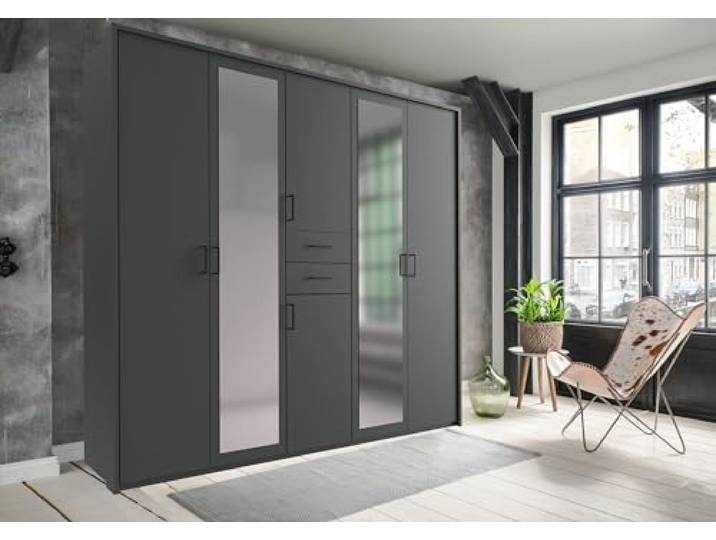 möbelando Schlafzimmer-Set >Dillingen< in Graphit - 228x213x58cm (BxHxT)