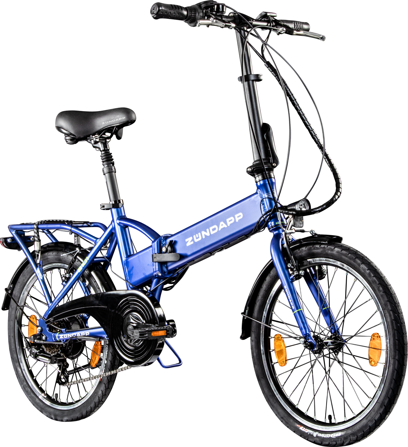 Zündapp Z101 20 Zoll Elektro Klapprad für Erwachsene 150 - 180 cm 6 Gang E Klappfahrrad E Bike Faltrad Pedelec StVZO blau