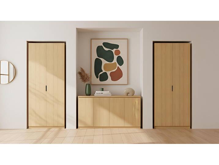 Schmaler Einbaukleiderschrank nach Maß Premium Dekore Eiche