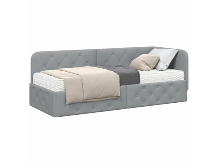KTHLBRH Eckbett Hellgrau 80 x 200 cm mit Matratze Rahmen aus Sperrholz, Bezug aus Polyester, Komfortschaum, Daybed für Wohnzimmer