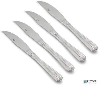Elyon Tableware Elyon Royal Column Steak Knives 4 Piece Set Forged Stainless Steel Cutlery Service for 4 - Silver
