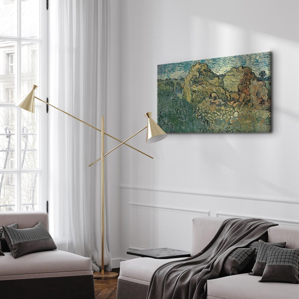 home24 Canvas afbeelding Field wheat Stacks groen, 120 x 60 cm