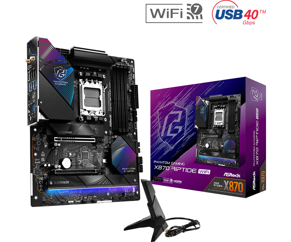 ASRock X870 RIPTIDE WIFI ATX Mainboard Sockel AM5/USB4/HDMI 90-MXBPP0-A0UAYZ