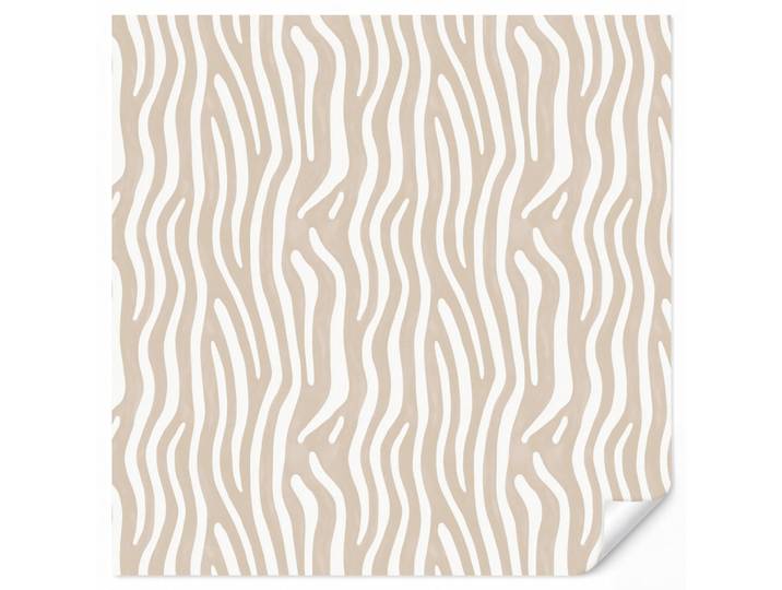 OnlyWow Tapete - Abstrakt - Zebra - Beige - 260x260 cm, Papier, Quadratisch, 260x260 cm, Tapeten & Wandverkleidungen, Vliestapeten