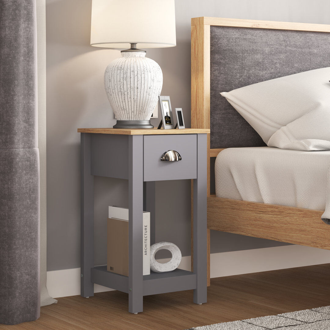 Marlow Home Co. Lillie Aabas Bedside Table Grey 59.5cm H X 32cm W X 35cm D