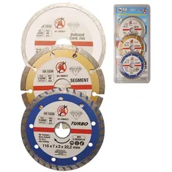 Heka Werkzeuge GmbH Diamant-Trennscheiben-Set 3-tlg. Ø 115 7x2x22,2 mm Vollrand,Segment,Turbo