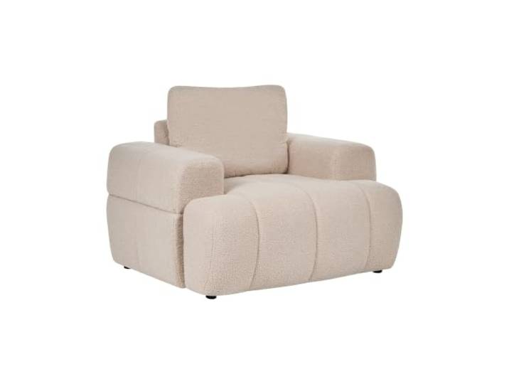Beliani Sessel Beige Bouclé Gepolstert Gesteppt mit Abnehmbarem Rückenkissen Breite Armlehnen Niedrige Sitzhöhe Modernes Japandi Design Polstersessel
