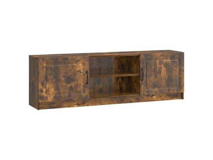 KTHLBRH TV-Möbel Eiche Rauchgrau 150 x 31 x 47 cm Ingenieuriertes Holz Vintage-Stil, Low-Profile-Design, Plattenregale, 90°-Scharniertür, Stangengriffe, Wohnzimmer