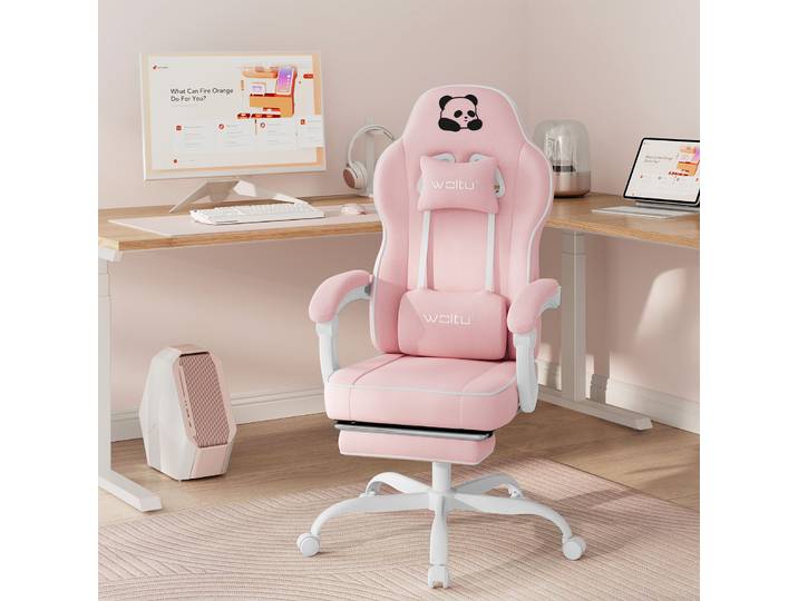 WOLTU Chaise de jeu ergonomique Chaise de bureau à dossier haut Fauteuil pivotant avec repose-pieds Chaise d'ordinateur réglable en hauteur lombaire