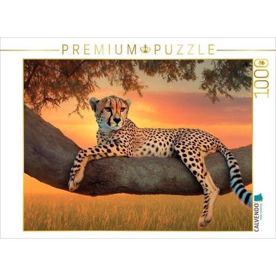 CALVENDO Puzzle Gepard - Anmut in der Dämmerung | 1000 Teile Lege-Größe 64x48cm Foto-Puzzle für glückliche Stunden, von , Calvendo Puzzle
