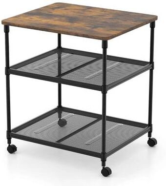 3- Tier Printer Stand File Organizer with Wheels and Adjustable Shelf