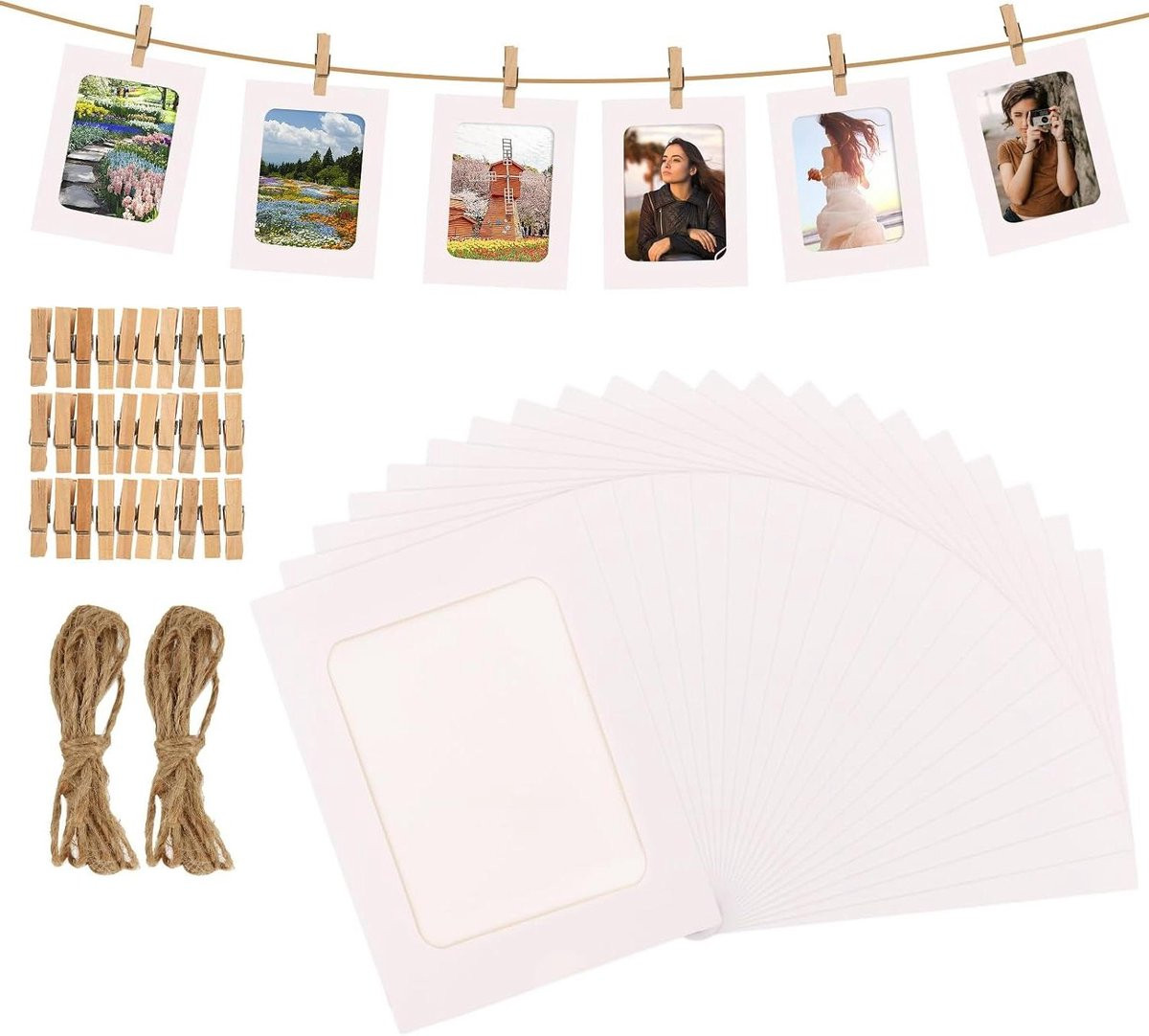 Set van 60 witte papieren fotolijsten voor muurdecoratie