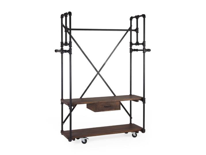 Portant en bois marron et fer noir