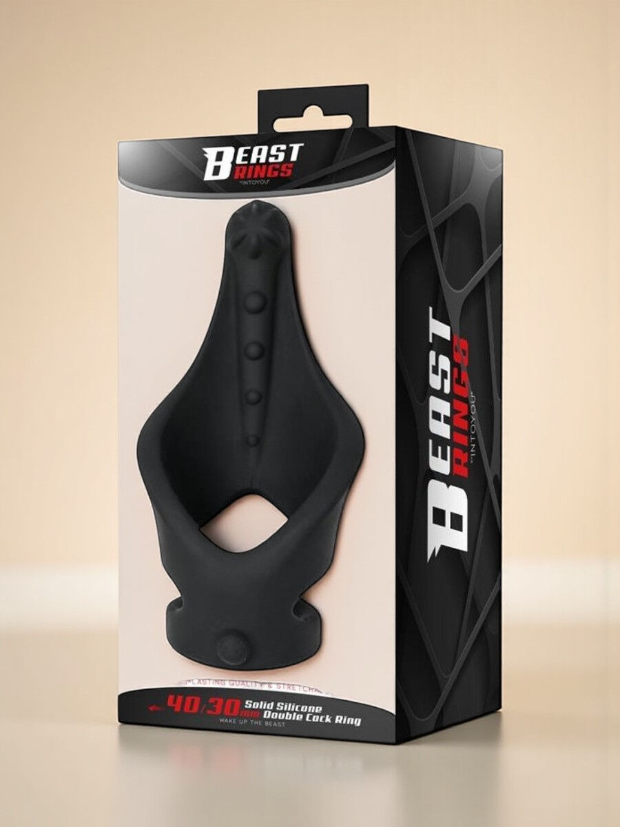 BEAST RINGS Anneau pénien double en silicone texturé 37/45 mm