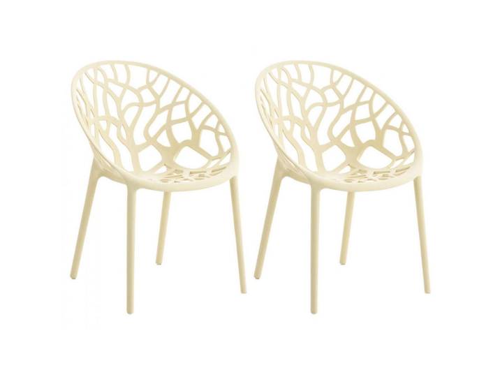 CLP Gartenstuhl 2er Set Kunststoff creme, Creme, 59x80x60 cm, Gartenmöbel, Gartensessel, Gartenstühle