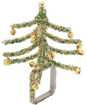 Saro Lifestyle Beaded Napkin Rings With Christmas Tree Design (Set of 4)