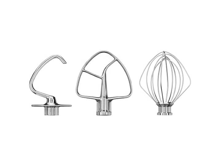 KitchenAid Set 3 Accessoires Acier Inoxydable pour Robots Inclinables 4.3L & 4.7L\, Batteur Plat\, Crochet Pétrisseur & Fouet\, Compatible Lave-Vaisselle