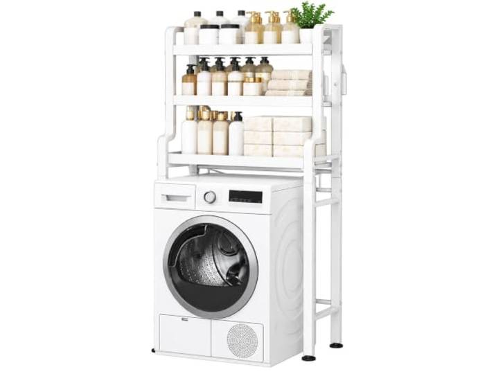 JINGSHIQIAOPL Metall Regal Über Toilette Oder Waschmaschine Waschmaschinenschrank für Den Bereich Über der Toilette aus Verstärktem Stahl 20 mm(White,72x22x164cm/28.5x9x65in)