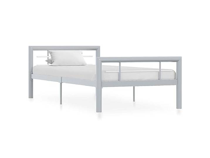 vidaXL Bettgestell Grau und Weiß Metall 90×200 cm