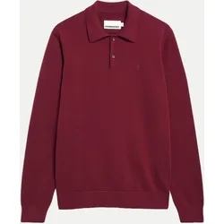 Langarm-Poloshirt Rot M