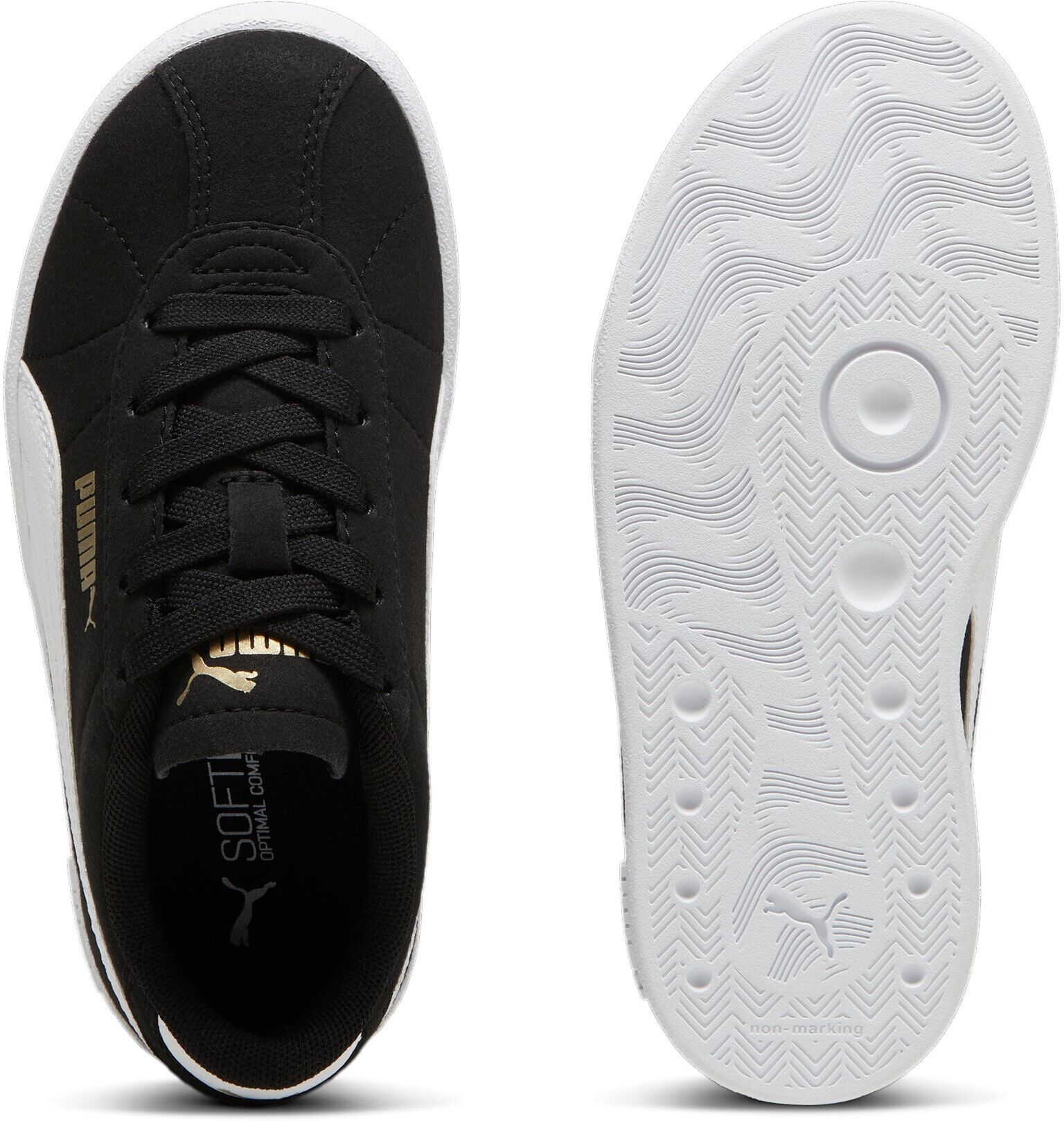 Sneaker PUMA "CLUB II PS", Jungen, Gr. 31, schwarz-weiss (puma schwarz, puma weiß, puma gold), Synthetik, Schuhe Sneaker puma schwarz, puma weiß, puma gold 31