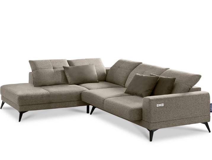 KONSIMO® Ecksofa DAVIDI Ecksofa, USB-Anschluss,verstellbare Kopfstützen