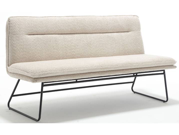 Bank HOME AFFAIRE, beige (natur, schwarz), B:180cm H:89cm T:69cm, Metall, Stoff, Sitzbänke, Bank