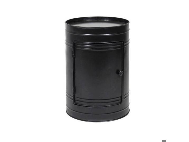 Table de chevet bidon en métal noir Meryl