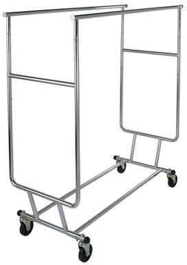 Econoco Double Hangrail Rolling Clothes Rack, Chrome