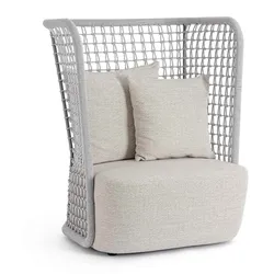 Gartensessel Kollar aus Olefin-Stoff, modernes Design, Aluminiumgestell, hellgrau Artic, gepolstert, outdoor geeignet
