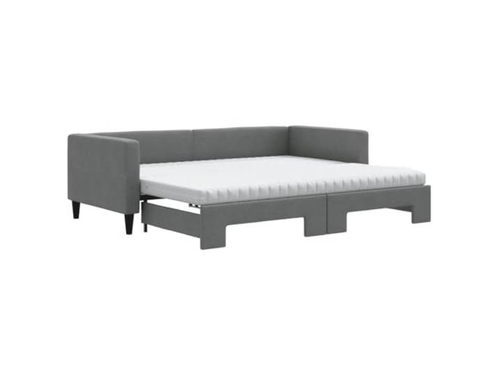 Makastle Tagesbett Ausziehbar Dunkelgrau 90x190 cm Stoff 2 Schaumstoffmatratzen