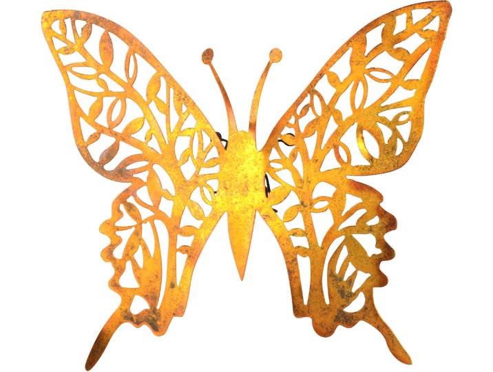 Wanddekoobjekt PAJOMA Wanddekoration , gold, B:58cm H:50cm T:5cm, Metall, Wanddekoobjekte, Wanddekoobjekt, Grosser Schmetterling in gold