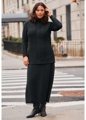 Plus Size Women's A-Line Midi Sweater Skirt by Avenue in Black (Size 22/24)