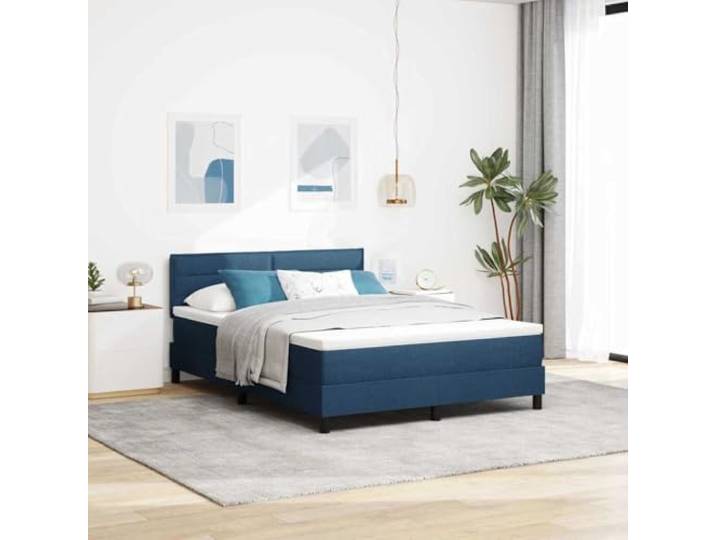 RJPLMFV Boxspringbett, Stoff, Blau, 140 x 190 cm Verstellbarer Kopf, 2 Ebenen, Matratze aus Schaumstoff und Taschenfedern, inklusive Latten, modernes Design