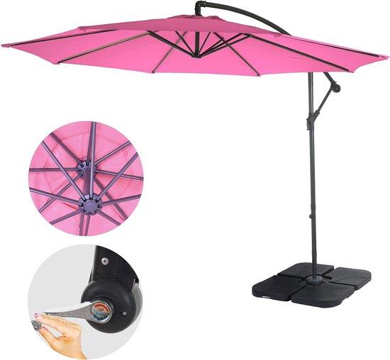 Sonnenschirm mit Ständer - Kantelbar und 3 Meter Durchmesser - Rosa