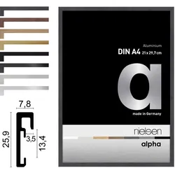 Nielsen Aluminium-Bilderrahmen Alpha  Normalglas / Floatglas / Grau / 21,0 x 29,...
