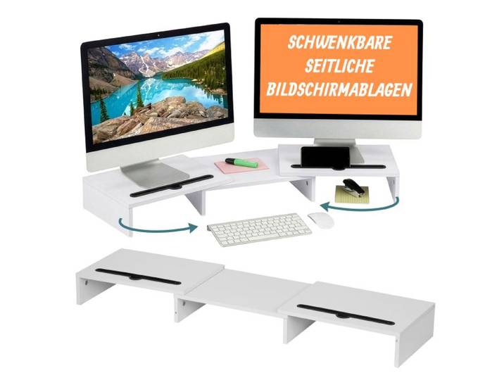 Relaxdays Monitorständer für 2 Monitore Weiß