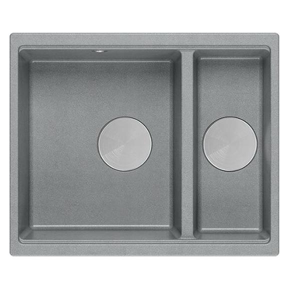 Quadron Spüle | LOGAN 150 | Granit-Küchenspüle GRAU + STEEL | Abmessungen: 56 x 46 x 22 cm | 1,5-Kam (Einbauspüle, 46 cm, 56 cm) (brak)