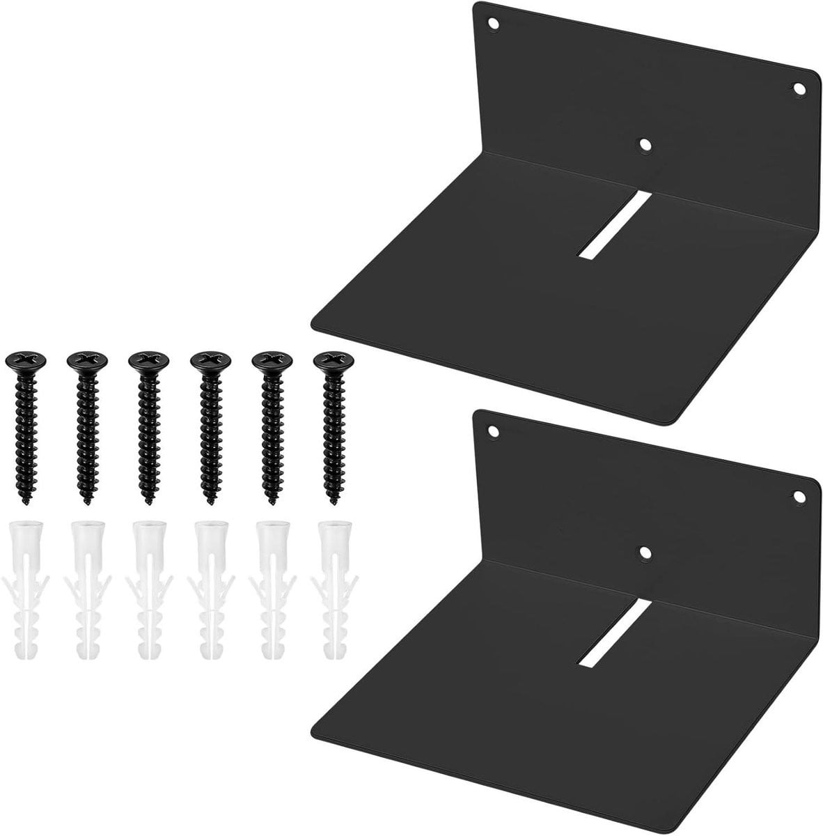 Set van 2 zwarte zwevende wandplanken van stevig metaal