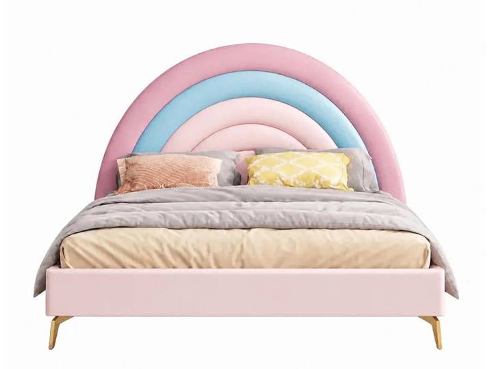 JVmoebel Kinderbett Buntes Kinderbett Leder Jugendbett für Mädchen Kindermöbel, Made in Europa