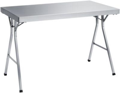 Edelstahl-Arbeitstisch mit klappbarem Fußgestell, 1400x600x850 mm