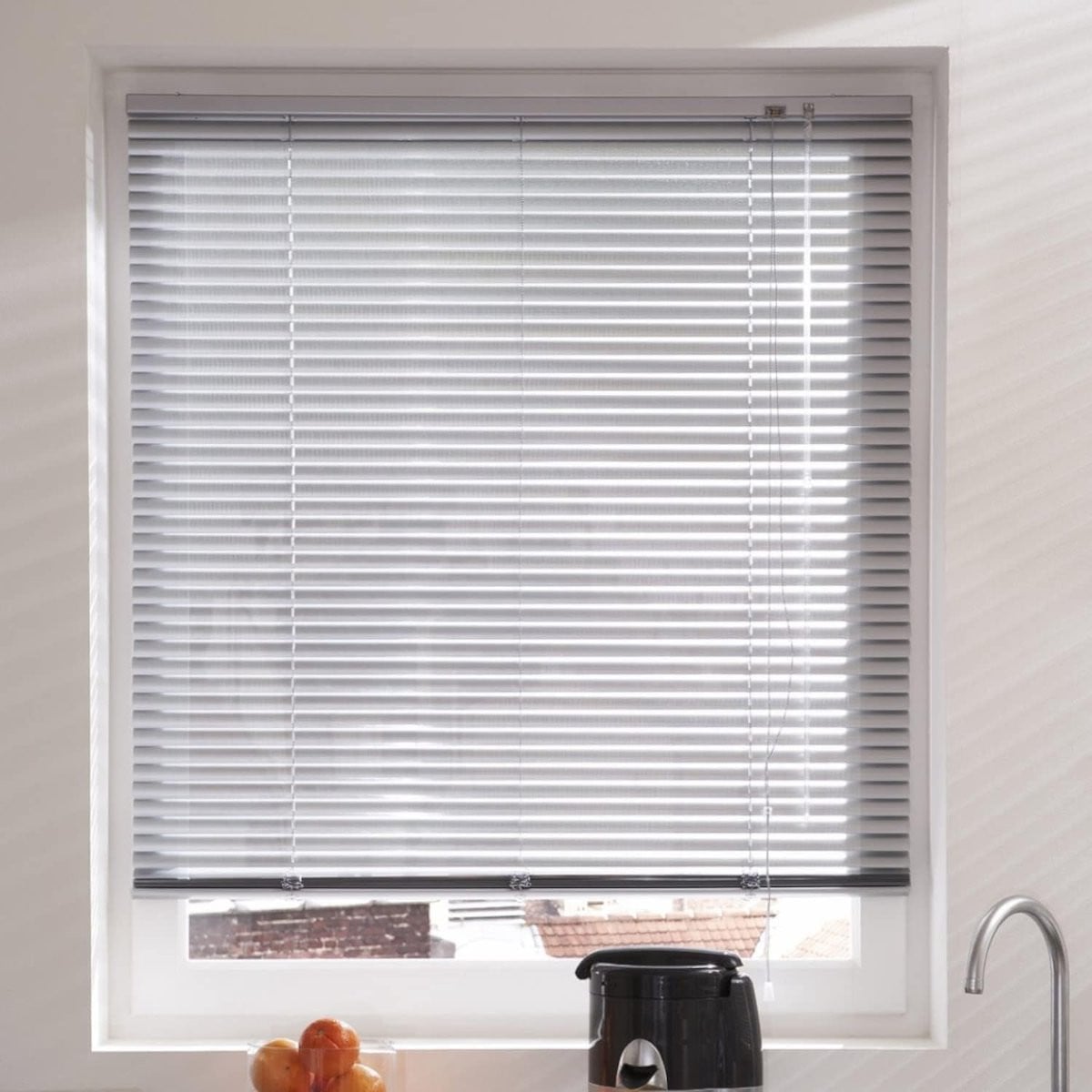 Aluminium Jaloezie Grijs Microgeperforeerd B: 100 cm, H: 175 cm