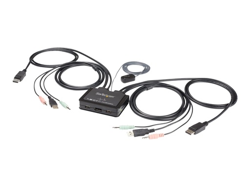 StarTech.com 2-Port USB DisplayPort KVM Switch - 4K 60 Hz - UHD DP 1.2 USB-KVM Umschalter mit 1,2 m Kabel & Audio - Bus-powered & remote switching - OS unabhängig - MacBook ThinkPad (SV211DPUA4K) (SV211DPUA4K)