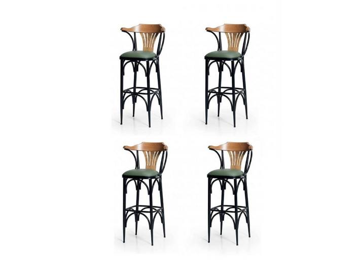 Xlmoebel Barhocker Set aus 4 stilvollen schwarzen Barhockern – bequem und modern, Made in Europa