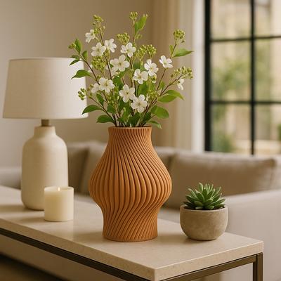 Sagebrook Home Seymour 3D Printed Vase, Apple Cinnamon, Novelty