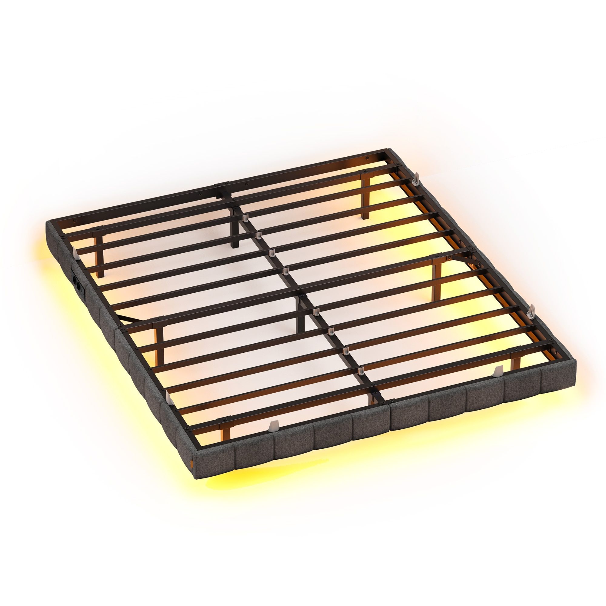 VASAGLE Bettrahmen 180 x 200 cm, mit LED-Beleuchtung, Bettgestell RMBB35168G101