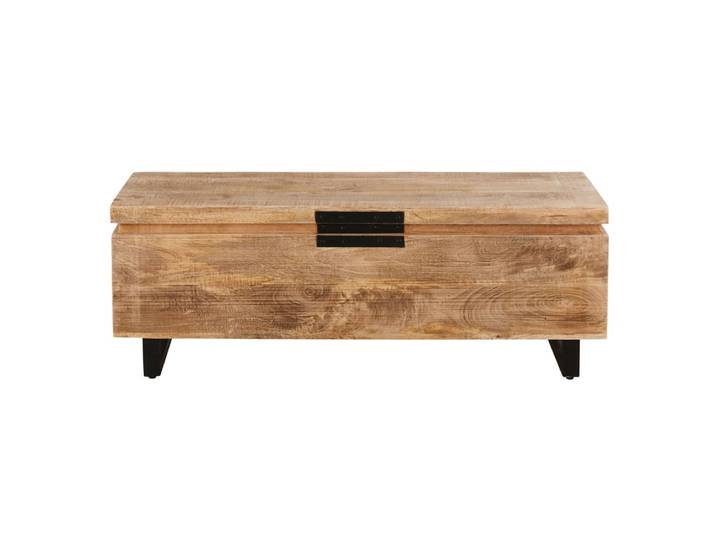 Truhe aus Mangoholz und Stahl